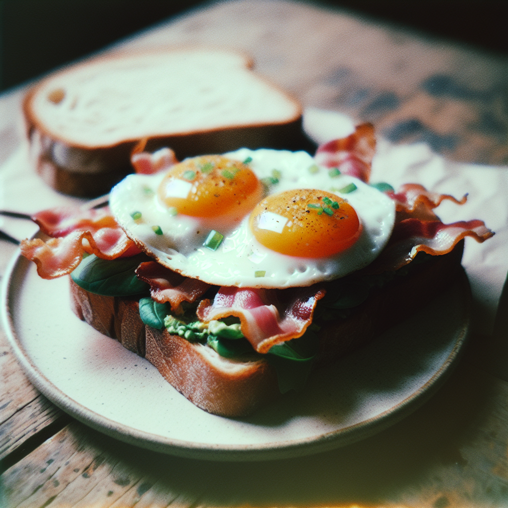 Sunny-Side-Up Bacon Veggie Toast